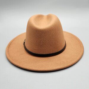 EINSKEY Women's Brown Felt Fedora Hat Wide Brim Western Style New